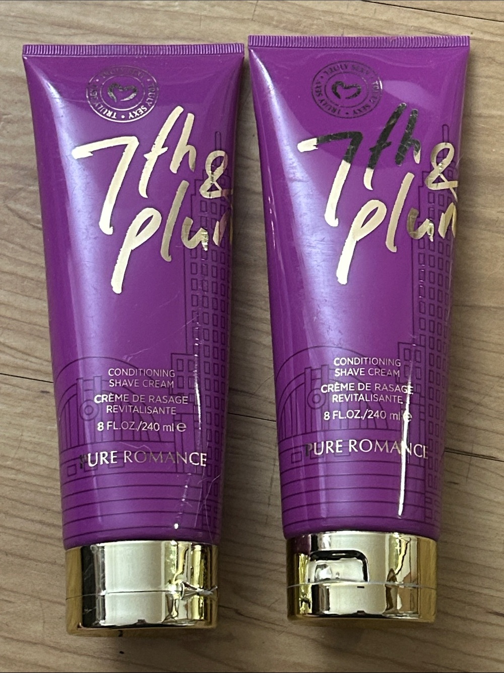 Pure Romance 7th & Plum Conditioning Shave Cream - set of 2 each 8 oz - sealed